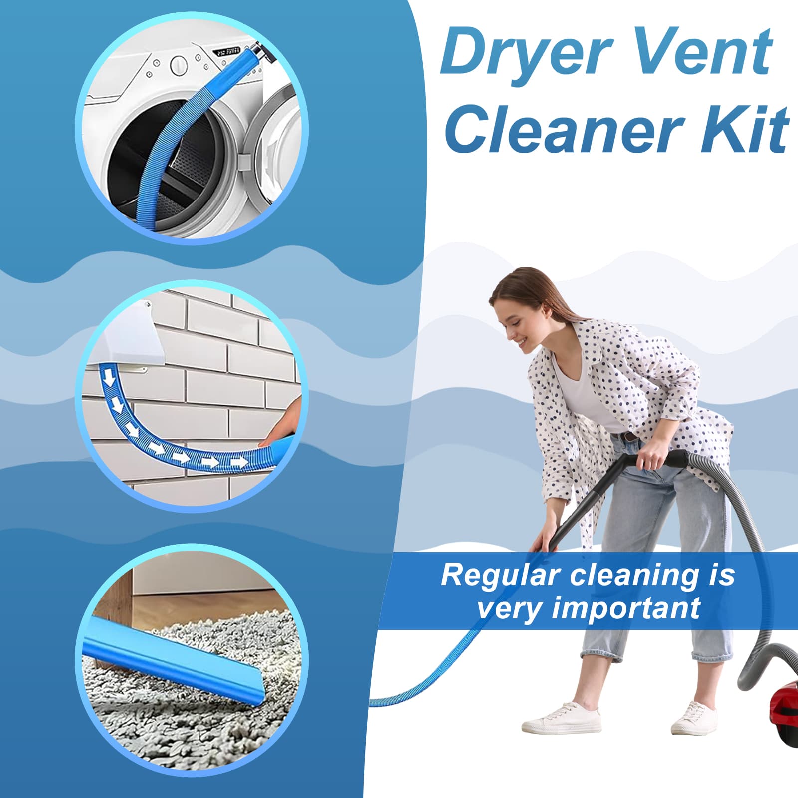 Upgrade dryer fluff exhaust cleaning kit: flexible vacuum hose accessory for removing fluff | universal vacuum cleaner deep cleaning brush suitable for clogged pipes thumbnail 3