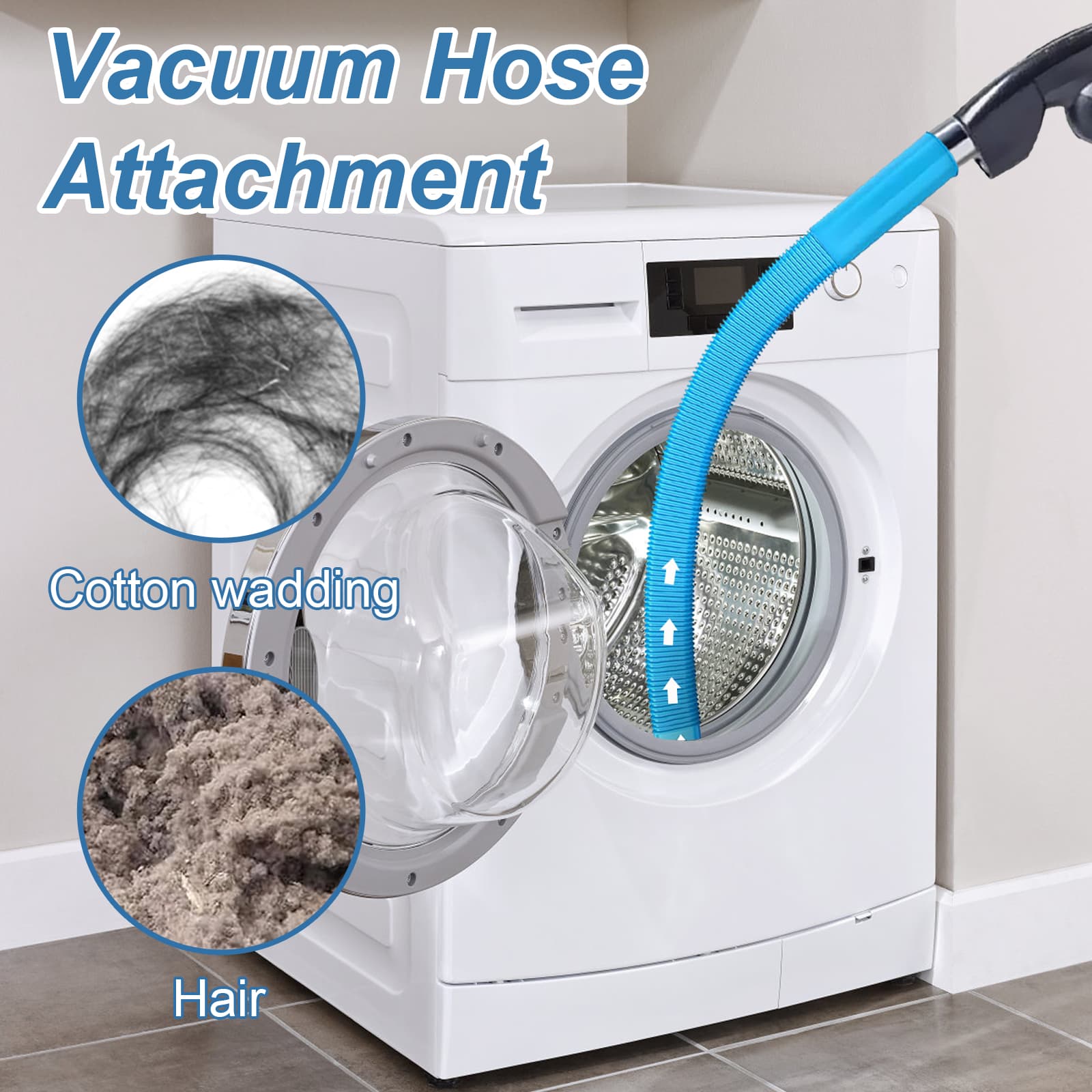 Upgrade dryer fluff exhaust cleaning kit: flexible vacuum hose accessory for removing fluff | universal vacuum cleaner deep cleaning brush suitable for clogged pipes thumbnail 4