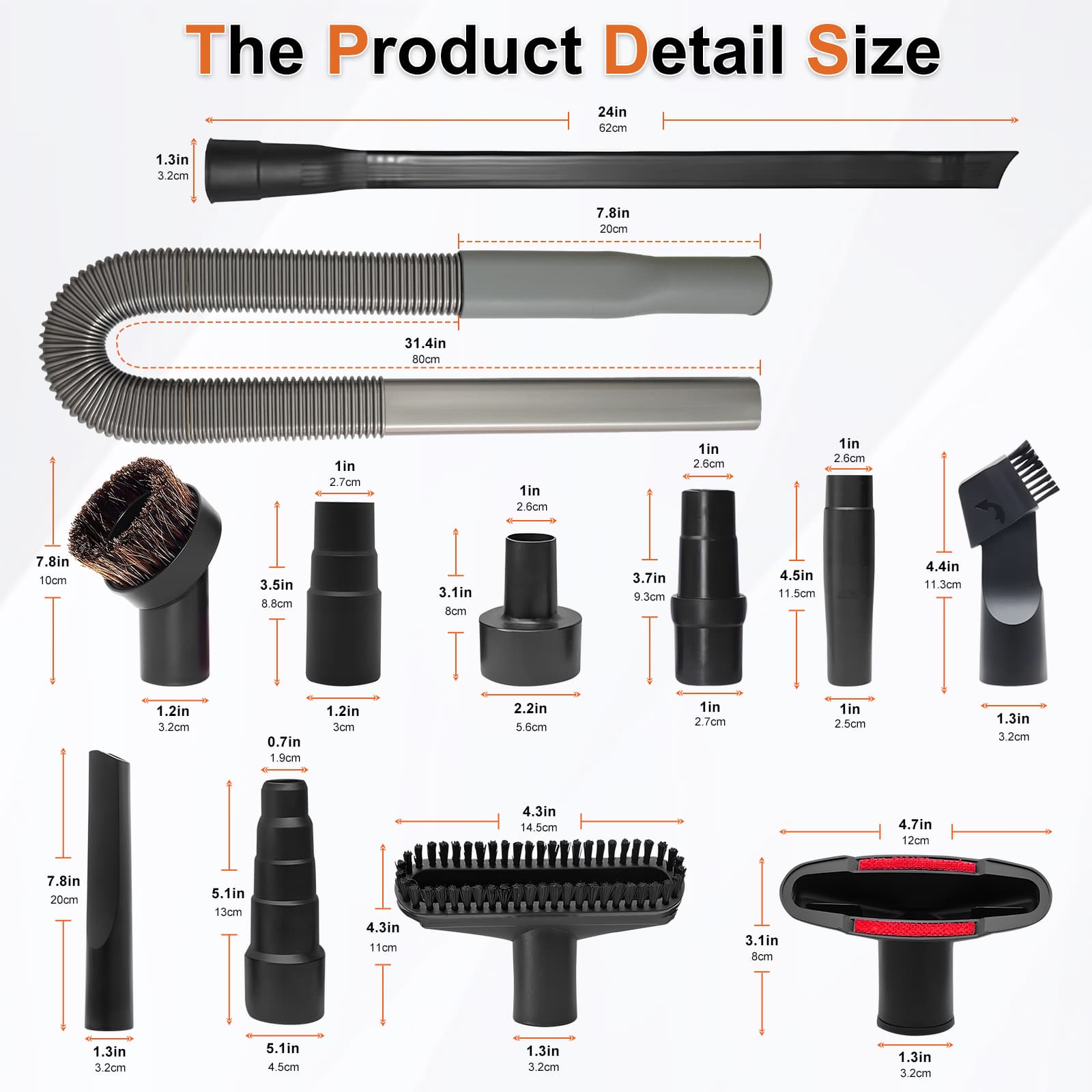 Upgraded Dryer Lint Vent Cleaner Kit & Vacuum Attachments Brushes Compatible with Shop Vacs 2-1/4'' 1-7/8'' 1-3/8'' 1-1/4 Inch- Flexible Vacuum Crevice Attachment Tool for Shop Vac Accessories thumbnail 2