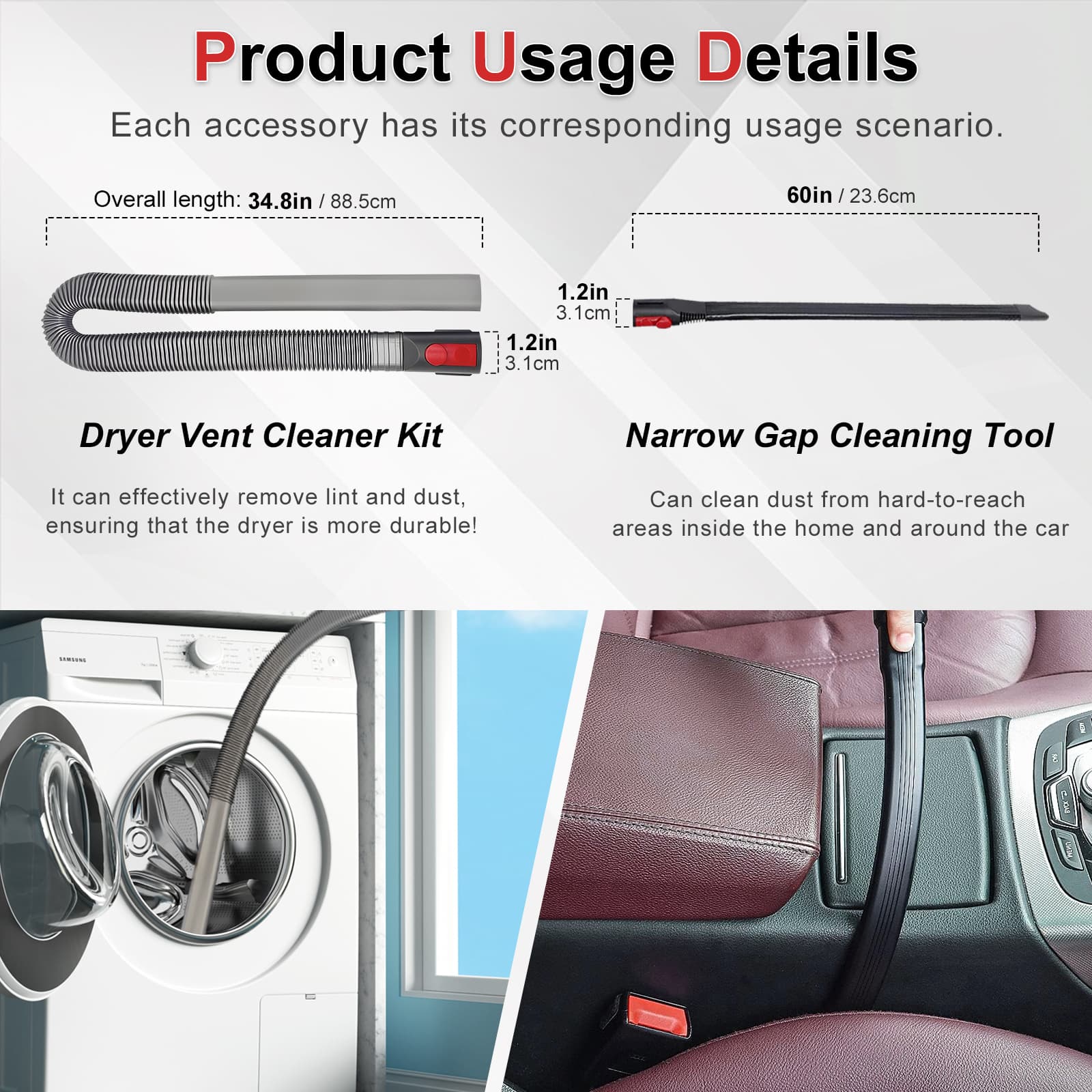Replacement Vacuum Cleaner Kits Parts,Filter,Brush,Hose,Crevice Tool,Dryer Lint Vac Attachments Compatible with V15 V11 V8 V9 V7 V10 V11 V12 Detect Cyclone Absolute Cordless Vacuum Accessories thumbnail 6