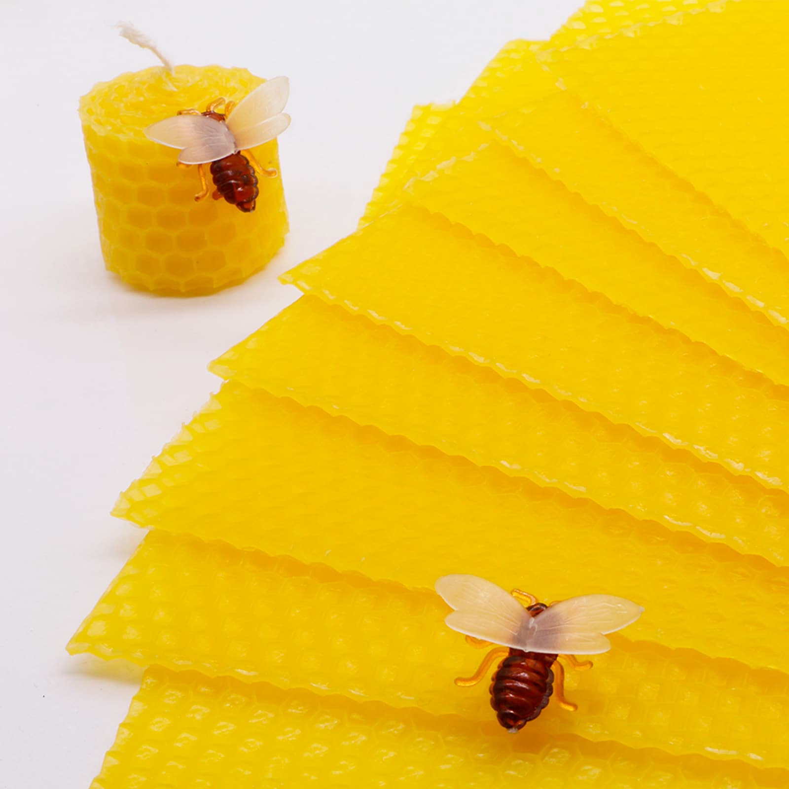 Bingfuego Beginner-Friendly Beeswax Candle Making Kit - 12 Sheets of Beeswax Paper for Candle Rolling Kit, Natural Candle Making Set (Natural Yellow, 20.32 x 20.32 cm) thumbnail 3
